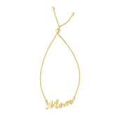 14k Yellow Gold Adjustable Mom Charm Bolo Bracelet, 9.25" fine designer jewelry for men and women